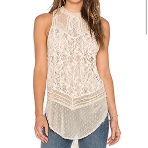 FREE PEOPLE SHEER CREAM TOP (NWT)